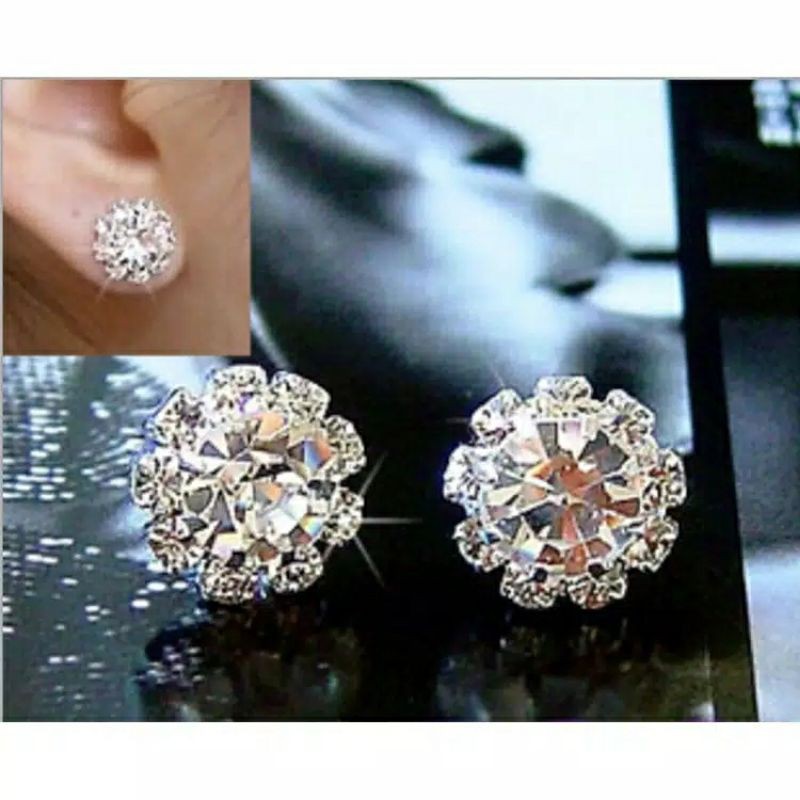 anting tusuk permata silver