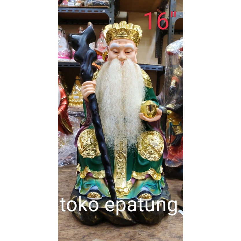 patung dewa bumi / tutikong - te cu kong - Hijau - fiber - 16 inch