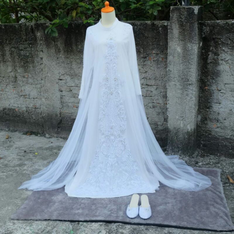 sewa gaun pengantin muslim syari harga murah cantik untuk akhad nikah