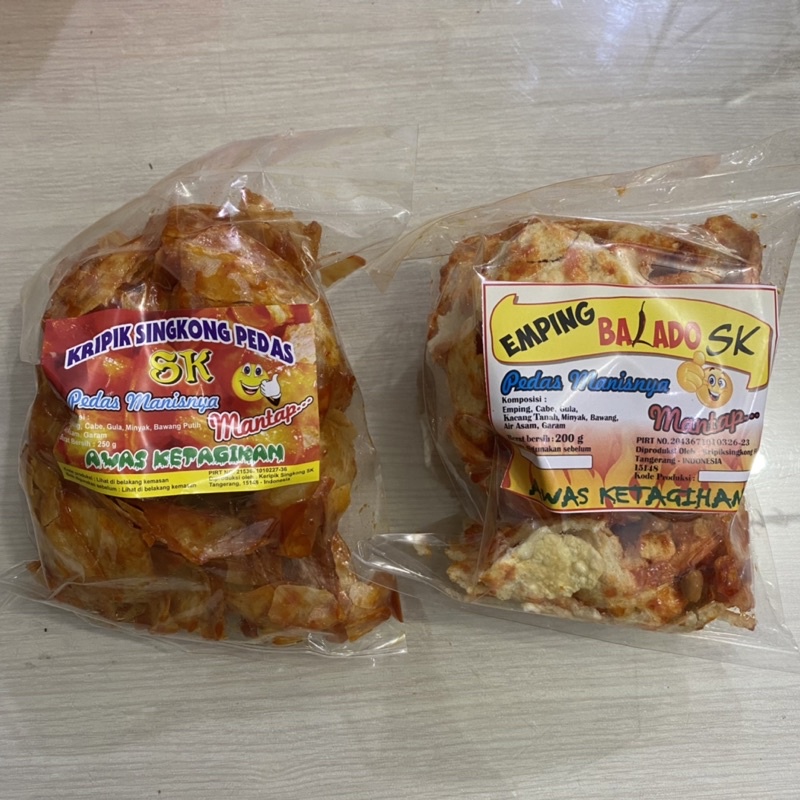 

Keripik Bangka Cap Berkah Singkong / Emping Balado Pedas Cemilan Khas Bangka - Snack Bangka - Aneka Makanan Bangka