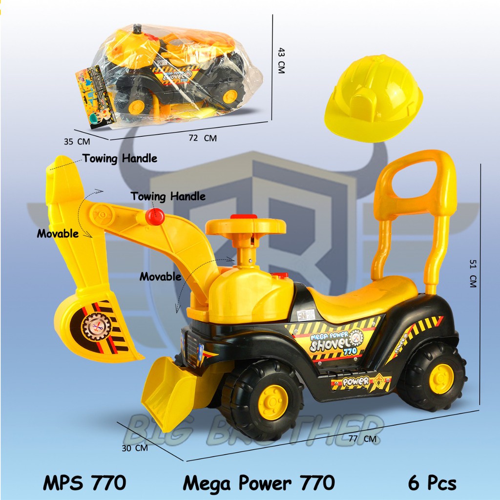 MPS 770 Excavator Eskavator Eskafator Beco Beko Keruk Bisa Di Naiki Naikin Mobil Mobilan Ride On Car