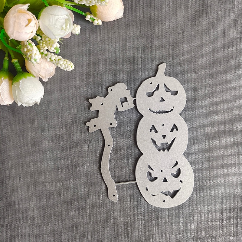 Cetakan Stensil Cutting Dies Motif Labu Halloween Bahan Metal Untuk Scrapbook / Craft DIY