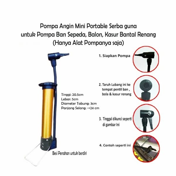 Pompa Angin Mini Portable / Pompa Mini Bisa Untuk Ban Sepeda Dan Bola