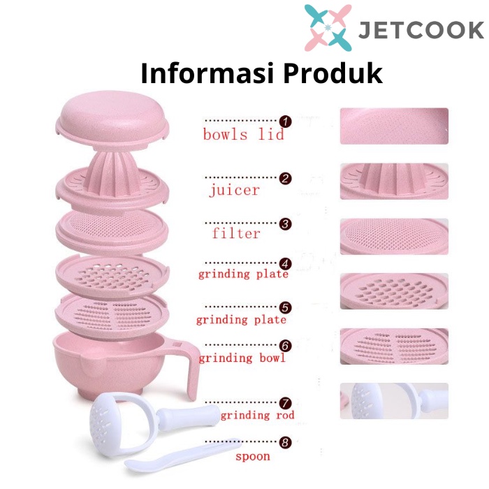 JetCook Baby Food Maker Grinding Bowl Alat Pembuat Makanan Bayi untuk MPASI 9-in-1