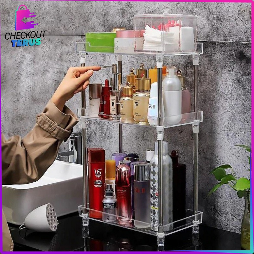 CT K15 Rak Kosmetik Acrylic 2 dan 3 Tingkat Serbaguna Make up organizer Kotak Makeup Rak Penyimpanan Multifungsi