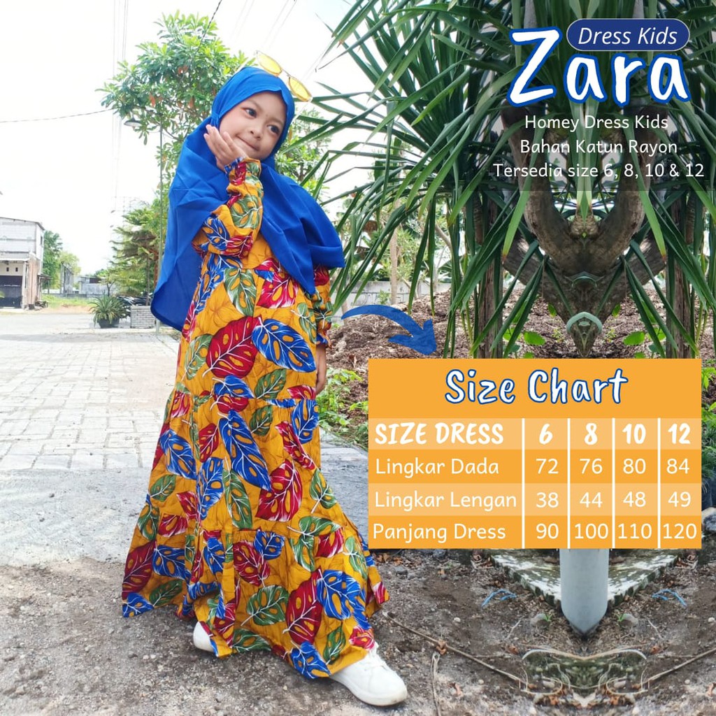 Termurah - Gamis Anak Motif Bunga Homey Dress Anak Bahan Katun Rayon Nyaman Dipakai | Bisa Cod