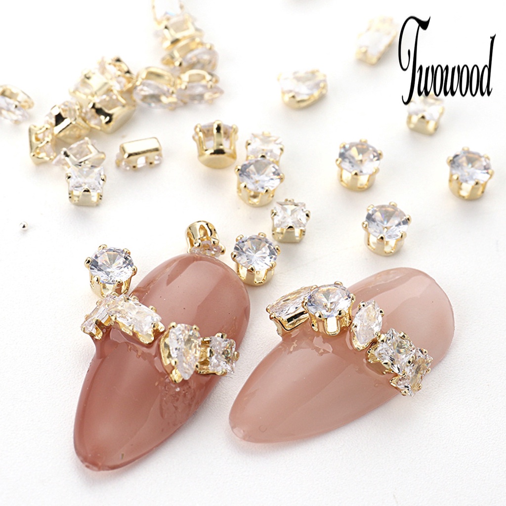 1 Set Ornamen Kuku 3D Bahan Metal Tahan Karat Untuk Manicure Charms