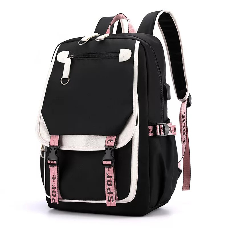 RR JIHAN - Tas Sekolah SD SMP SMA Ransel Backpack Stylish Pria Wanita-JIHAN HITAM