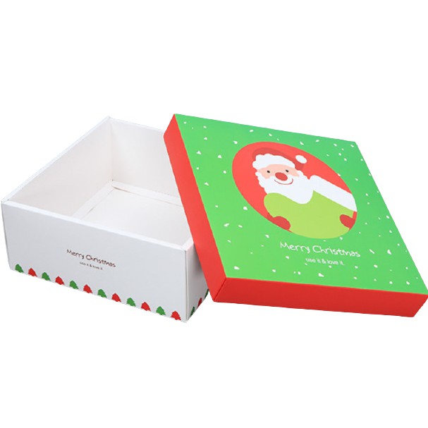 

Box Kotak Gift Box Natal Bulat Muka Santa Hijau Dus Hampers Christmas