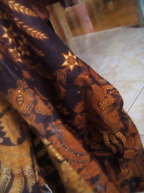 Batik Couple Keluarga Sania Ruffle Ori Ndoro Jowi Dnt Motif Manggar Coklat Rempel Bawah