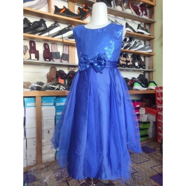 Dress Pesta Import Anak Biru Elektrik