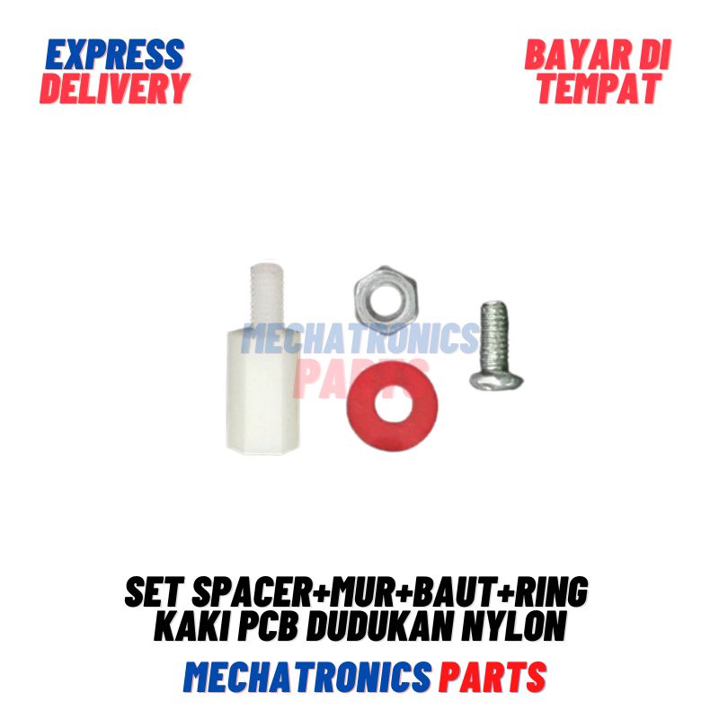 Set Spacer+Mur+Baut+Ring Kaki PCB Dudukan Nylon