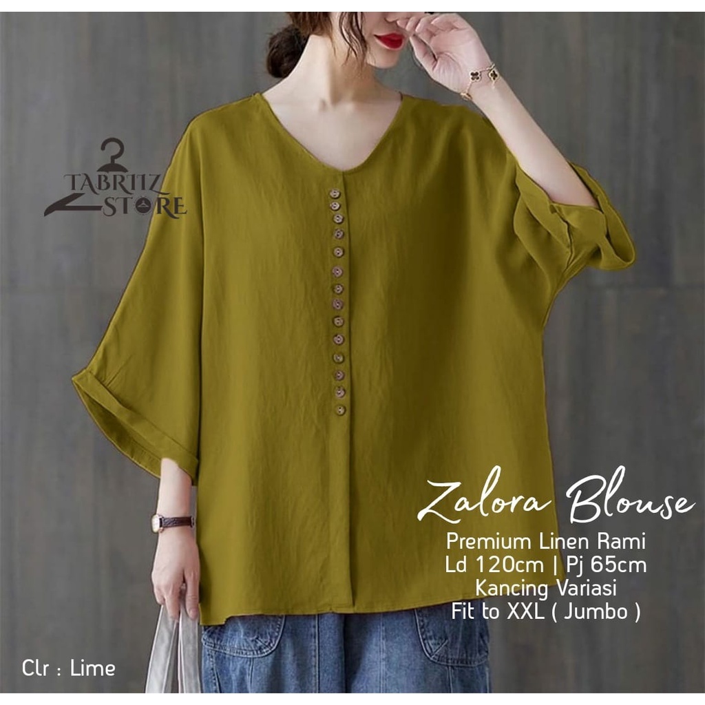 zalora atasan baju pakaian kemeja shirt blouse bluse blus casual katun adem polos jumbo ld 120 xxxl 