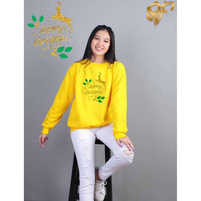 Sweater Merry Christmas Korea Style | Sweater Basic Bahan Fleece Tebal | Dhea Fashion