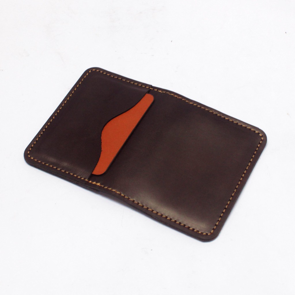 dompet kartu kulit asli kombinasi dua warna coklat tan PHWL694