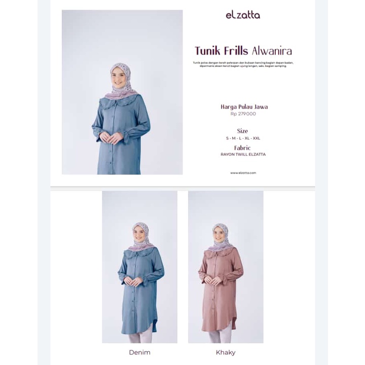 Elzatta Atasan Tunik Tunic Frilss Alwanira Elzatta Polos Terbaru