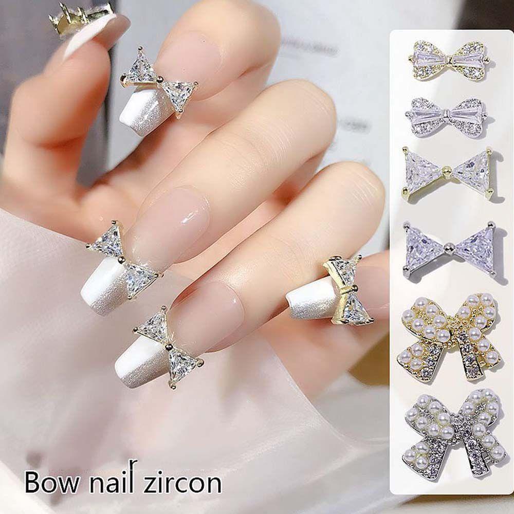 AUGUSTINA Agustina Ikatan Simpul Kuku Berlian Imitasi Mewah Fashion 3D Kuku Pesona DIY Nail Art Nail Art Ornamen Perhiasan Kuku Kristal