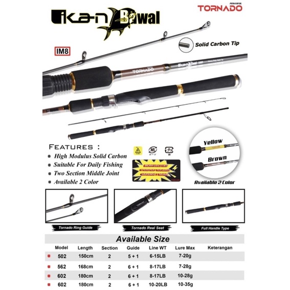 Alat Pancing Joran Pancing TORNADO Ikan Bawal Carbon Solid Alat Pancing Carbon Karbon Padat Solid Mu
