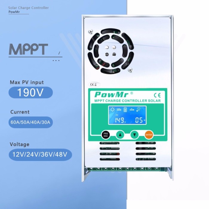 Powmr Mppt 60A 12V/24V/36V/48V Solar Charge Controller Scc Charger