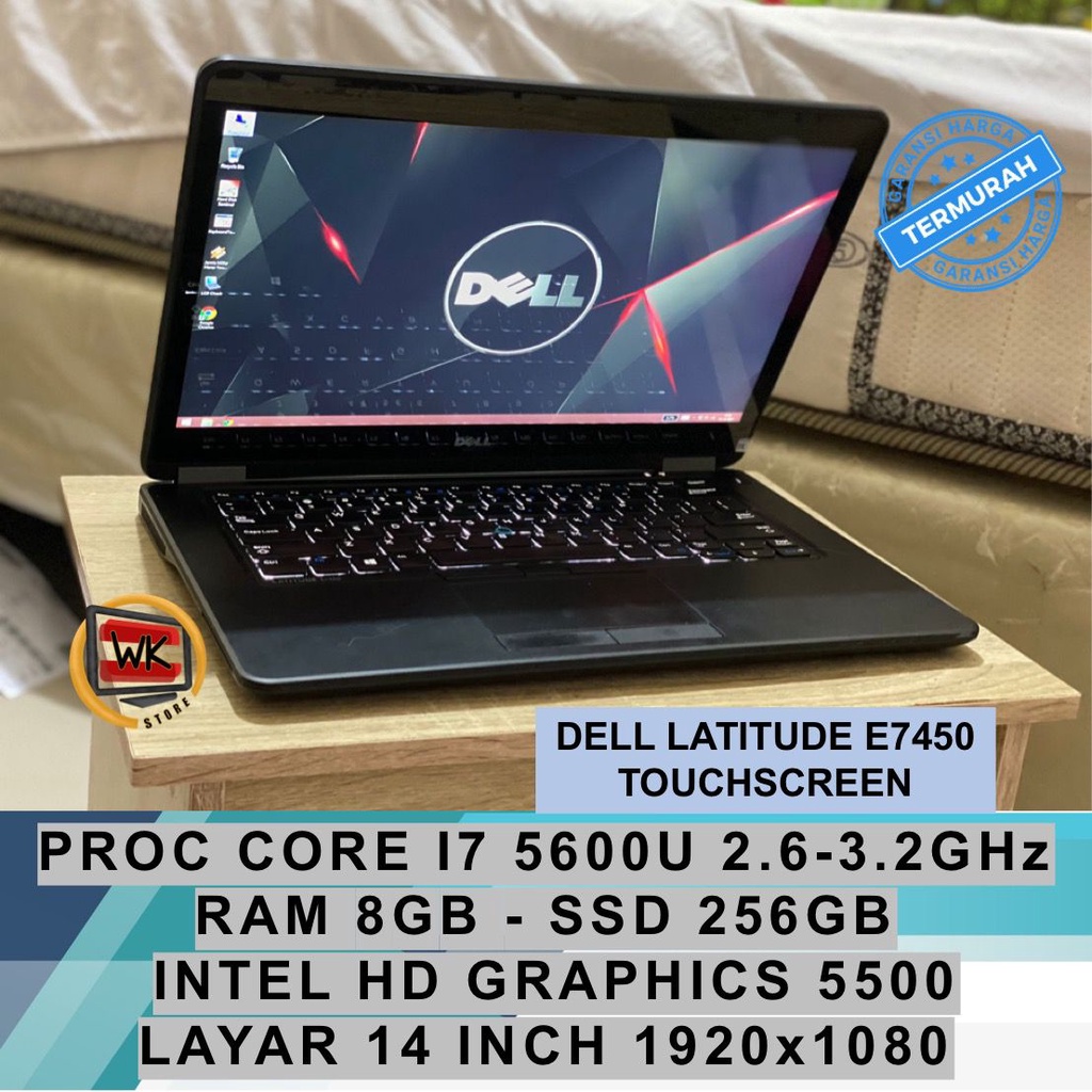 DELL LATITUDE E7450 TOUCHSCREEN CORE I7 5600U LAPTOP 2 IN 1 MURAH