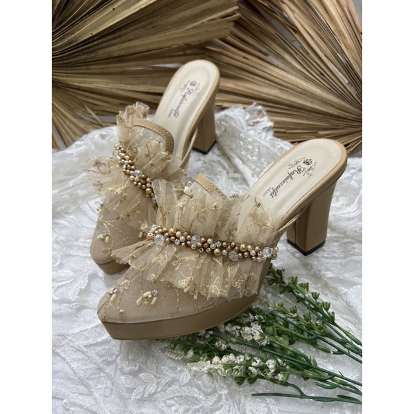 sepatu wanita nude deandra wedding pesta 9cm tahu