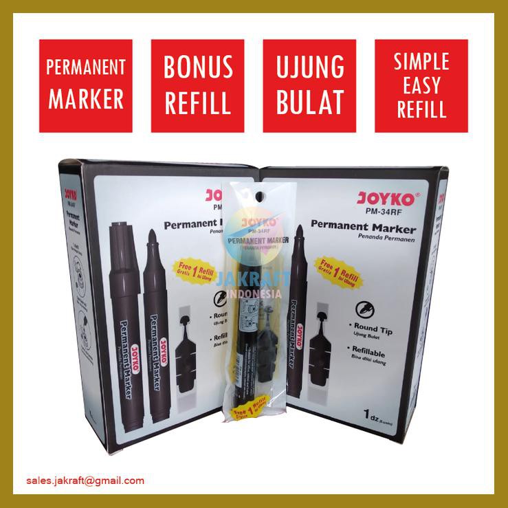 

SPIDOL PERMANEN HITAM JOYKO BONUS REFILL PERMANENT MARKER PM-34RF