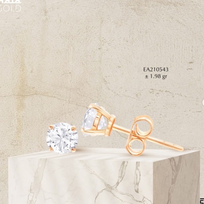 GIWANG ANTING TUSUK EMAS HALA GOLD CARAT CLUB SOLITAIRE EARRINGS MODEL BERLIAN