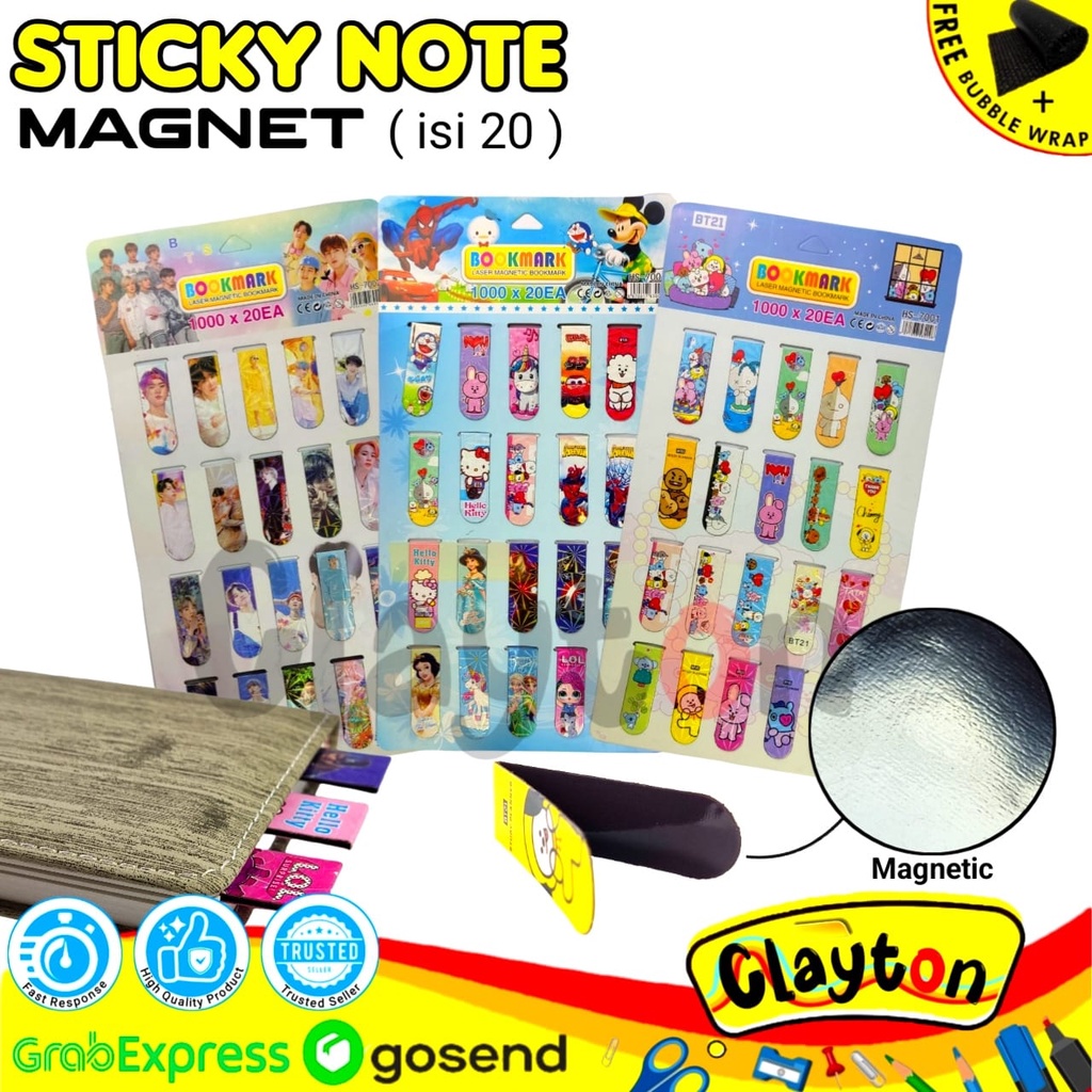 

20pcs Pembatas Buku Magnet / Stick Note Magnet / Sticky Note Isi 20pcs