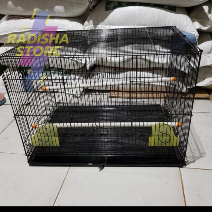 Sangkar Kandang Burung umbaran lovebird parkit falk ukuran 60X40X40 - Hitam