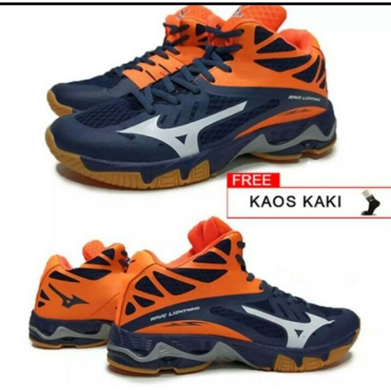 TERMURAH!!! (Bayar Ditempat) TS Sepatu Mizuno Wave Lightning Z5 Navy orange Premium 100% Import Pria