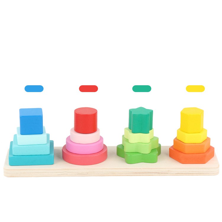 Insert Different Shape Matching Game Anak Mainan Balita Wooden Toys Mainan Kayu Mainan Balok Susun