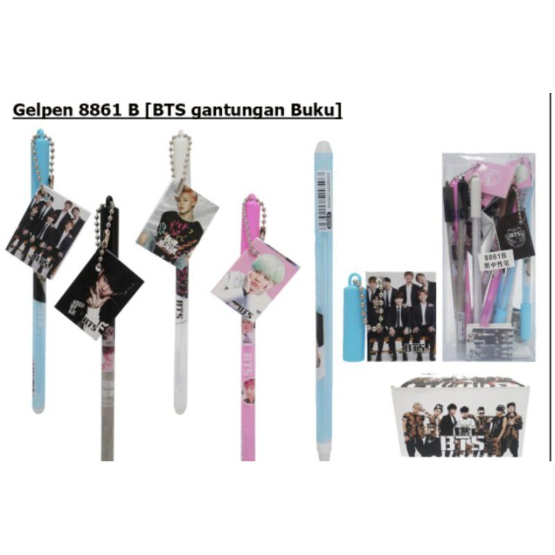 (12pc) PEN GEL GANTUNG BTS/GEL PEN BTS/PEN GANTUNG BUKU BTS-3