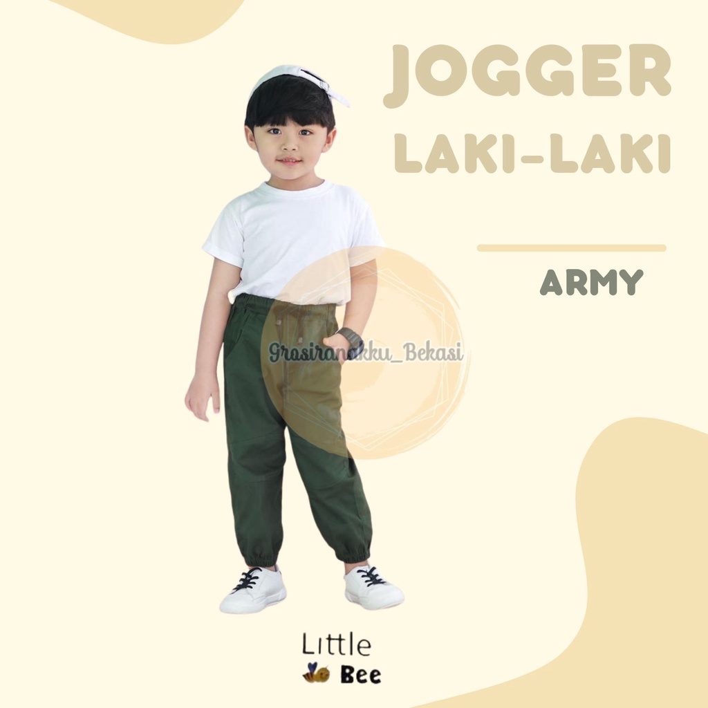 Celana Anak Jogger Laki-Laki Littlebee Warna Hijau Army size 1-5thn