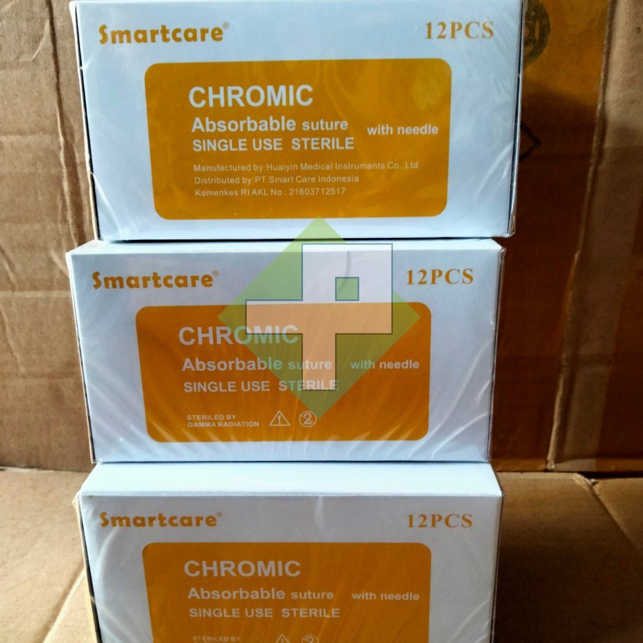 Catgut Chromic Smartcare + Needle / Benang Jahit Catgut Chromic Box