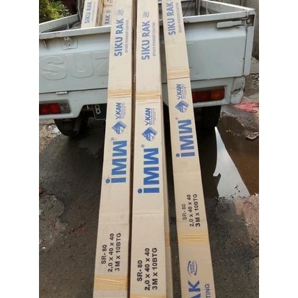 besi siku lubang merk IMW tipe SR-100 4x6cm panjang 4 meter