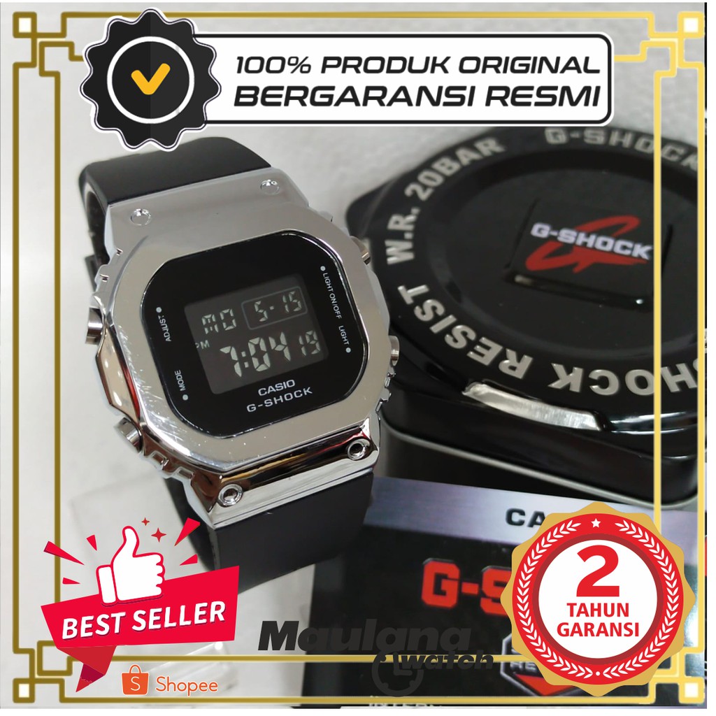 JAM TANGAN PRIA WANITA | RANTAI | KULIT | KARET | MURAH | G-SHOCK GM-S5600 PRIA ORI KARET silver hit
