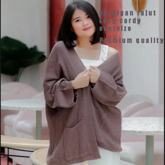 Sweater cardigan rajut oversize locy cardi premium wanita banyak pilihan warna pakaian baju atasan