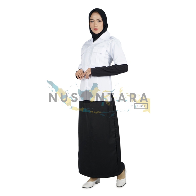 Seragam Pns Hitam Putih Wanita Lengan Pendek Setelan Kemeja Pdh ROK &amp; CELANA Hitam Pns Seragam Pns Wanita Baju Pemda Wanita Baju Putih Pns