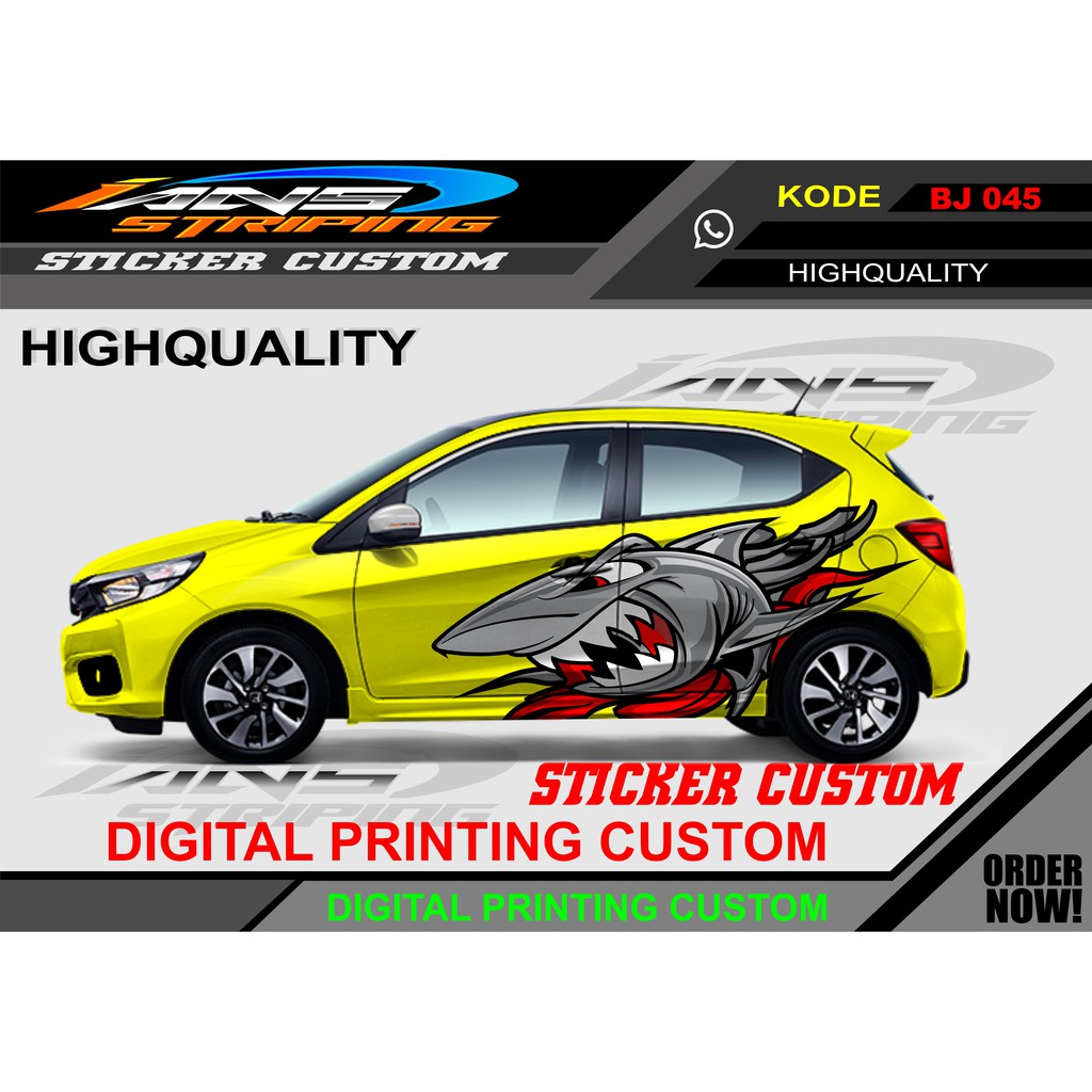 DECAL STIKER MOBIL HIU/SHARK/ VARIASI MOBIL STIKER HIU