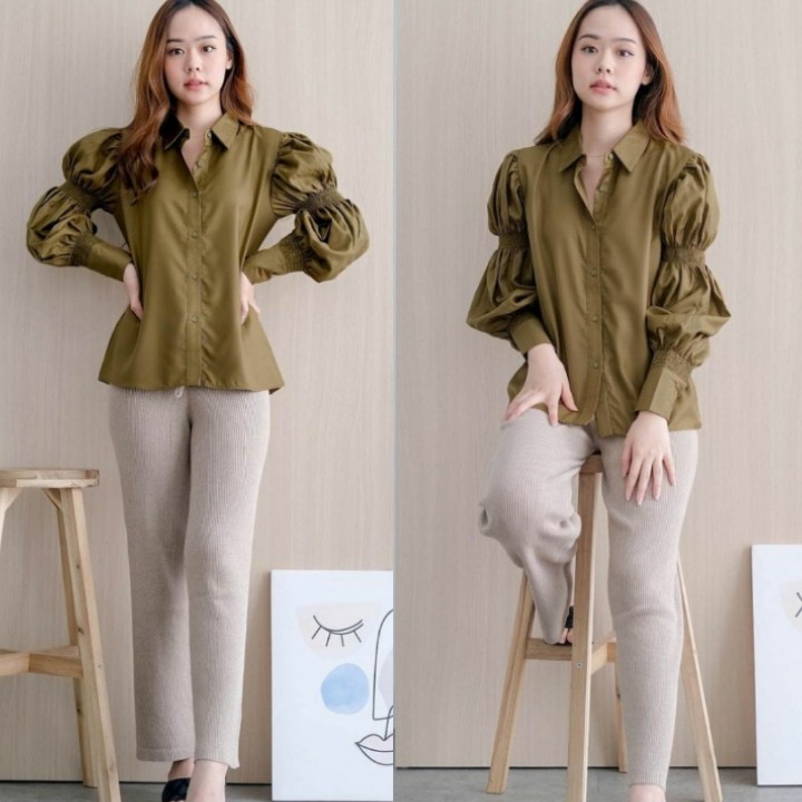 FWG - HALFA TOP / KEM GIRLY BTS TOP / KEMEJA KANTOR / KEMEJA CASUAL / KEMEJA WANITA