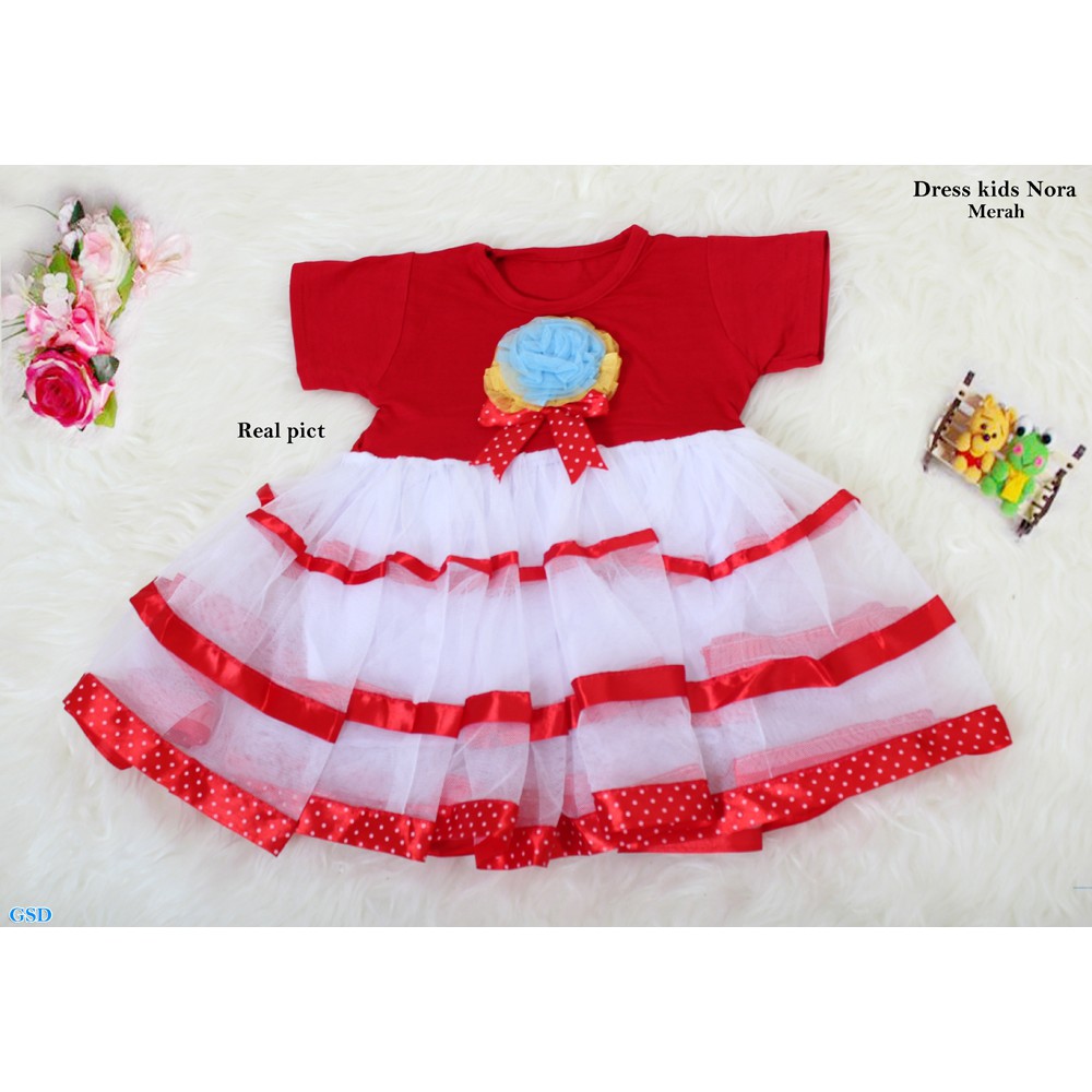 Dress Kids Nora/Casual Midi Mini Dress Anak 3thn/Baju Kondangan Anak/Baju Gaun Pesta Anak Premium