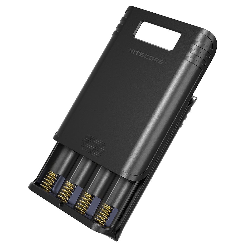 Charger Baterai 4 Slot with Power Bank - F4 - Black