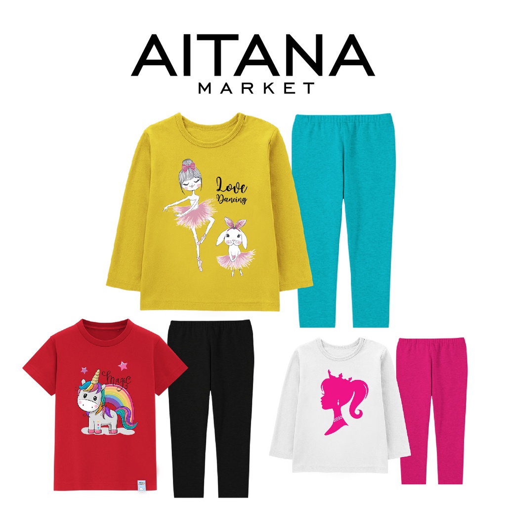 AITANA- Piyama Anak Perempuan Unicorn Princess Dance usia 2-8tahun Katun