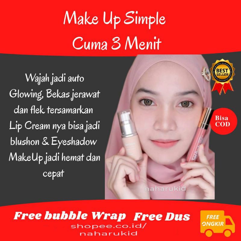 PAKET KECANTIKAN MAKE UP SIMPLE PAKET GLOW MAKEUP DAY CREAM FOUNDATION DAN LIP CREAM