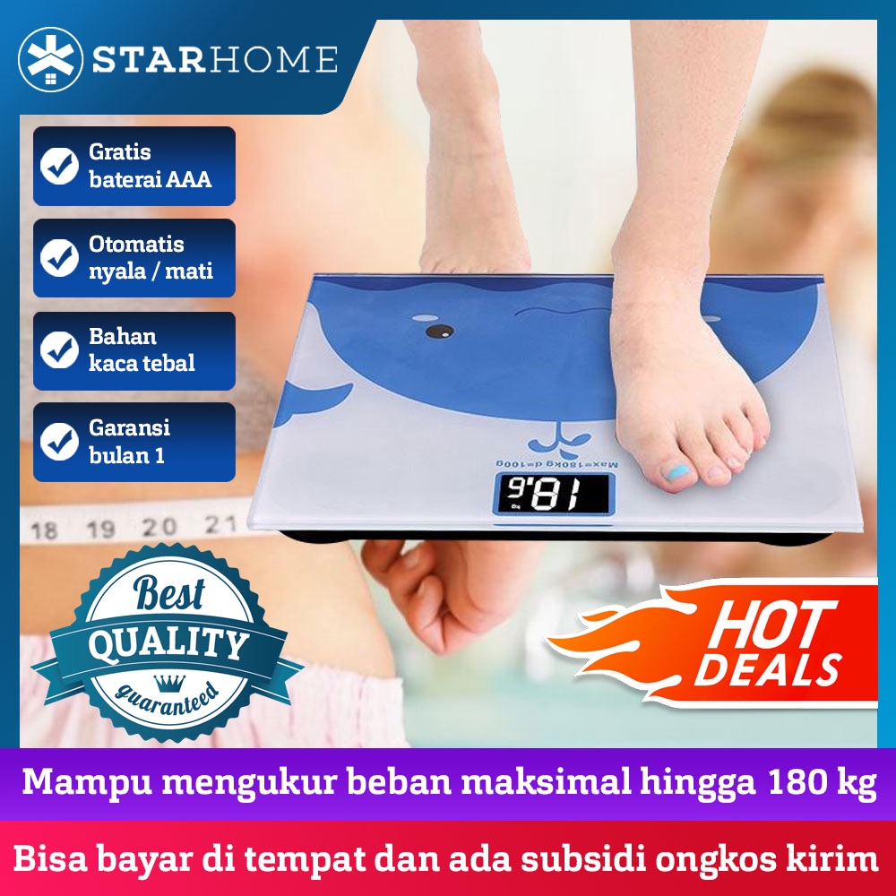 StarHome Timbangan Badan Digital Kaca Mini Kartun Maksimal 180 kg - Digital Weight Scale