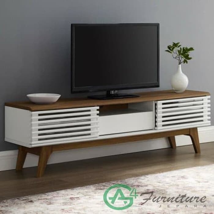 Meja TV Minimalis Brody Putih - Kayu Jati