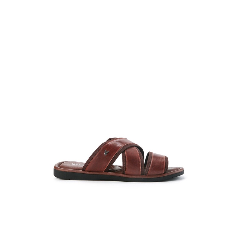 SANDAL SLIDE KULIT PLAYBOY PRIA ORIGINAL CASUAL BRANDED COKLAT PL26