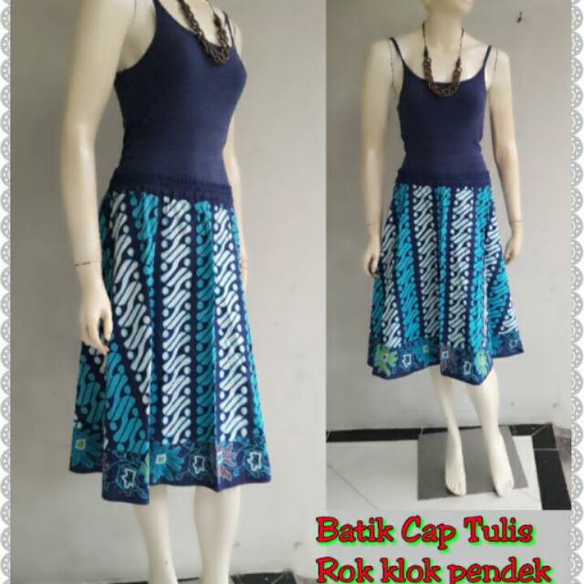 rok batik pendek klok parang biru