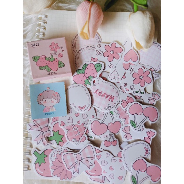 

10Pcs Sticker Motif Pink Cute Tumblr Scrapbook Diy dan Jurnal
