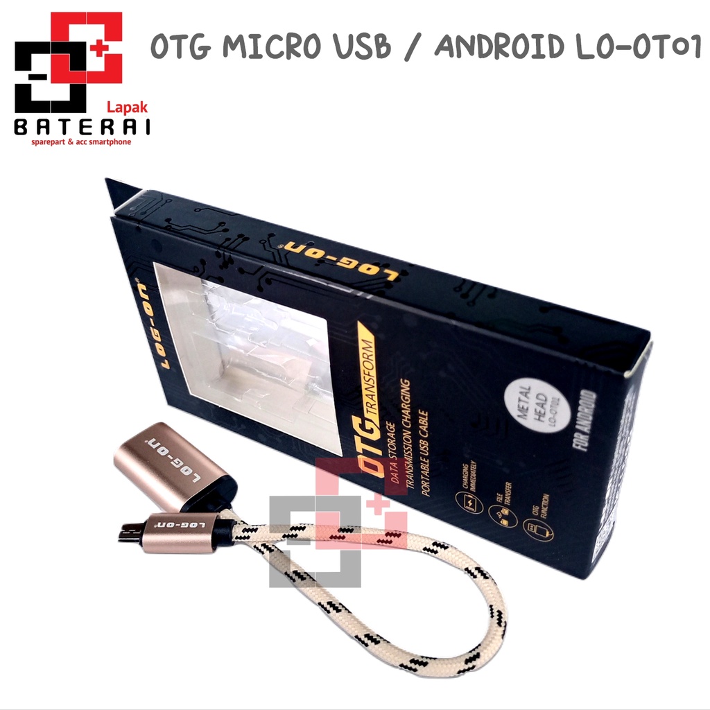 LOG - ON OT01 Micro Kabel OTG Android | Kabel File Transfer Metal Kabel Nylon Berkualitas